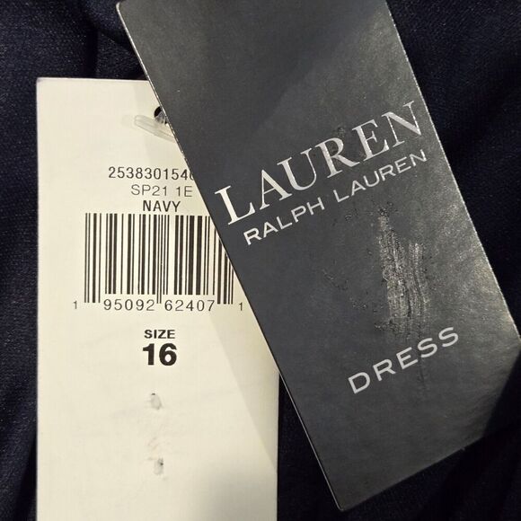 Lauren Ralph Lauren Prom Dress Evening Gown Navy Blue Oversized Sequin Bow Event - Picture 6 of 7